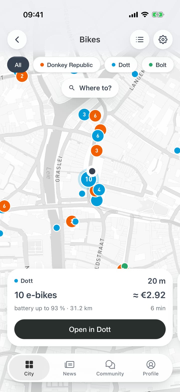 Vaše kola a auta na mapě města