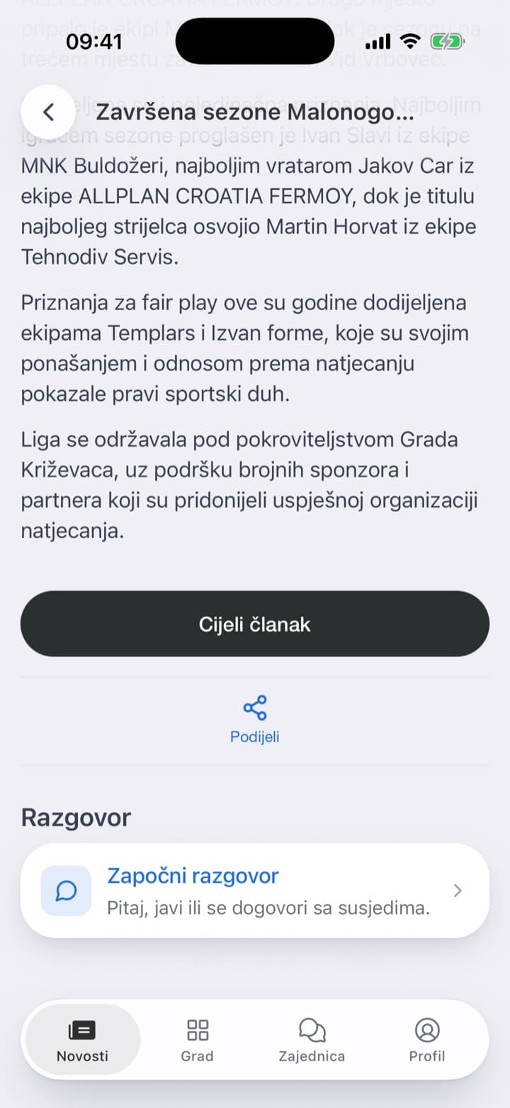 Pod Sportom kraj sezone lokalne malonogometne lige. Vijest s fotografijom, tko ju je napisao i vrijeme čitanja. Na kraju gumbi za cijeli članak, dijeljenje i razgovor sa susjedima.