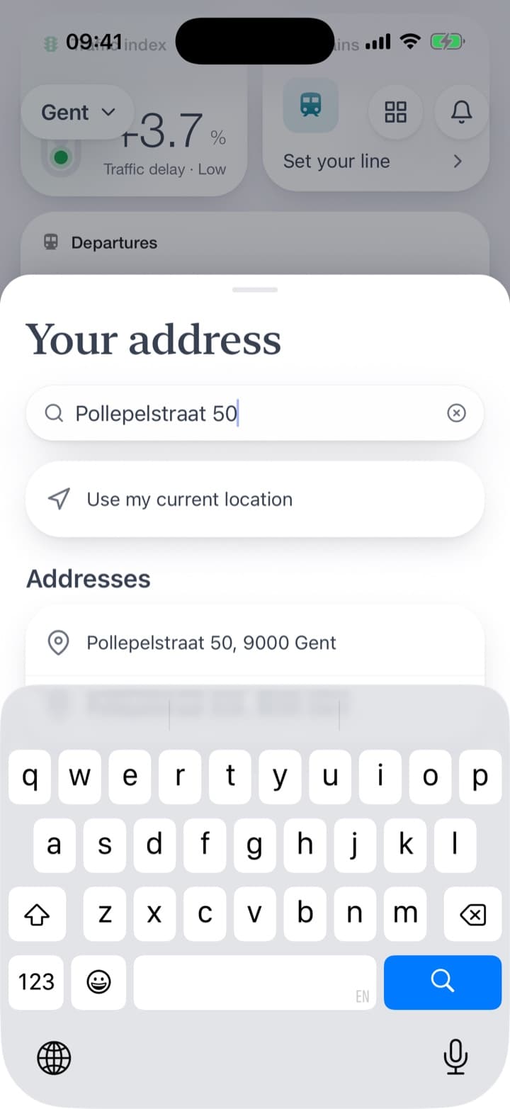 The address is entered once. After that the tile shows by itself what applies nearby.