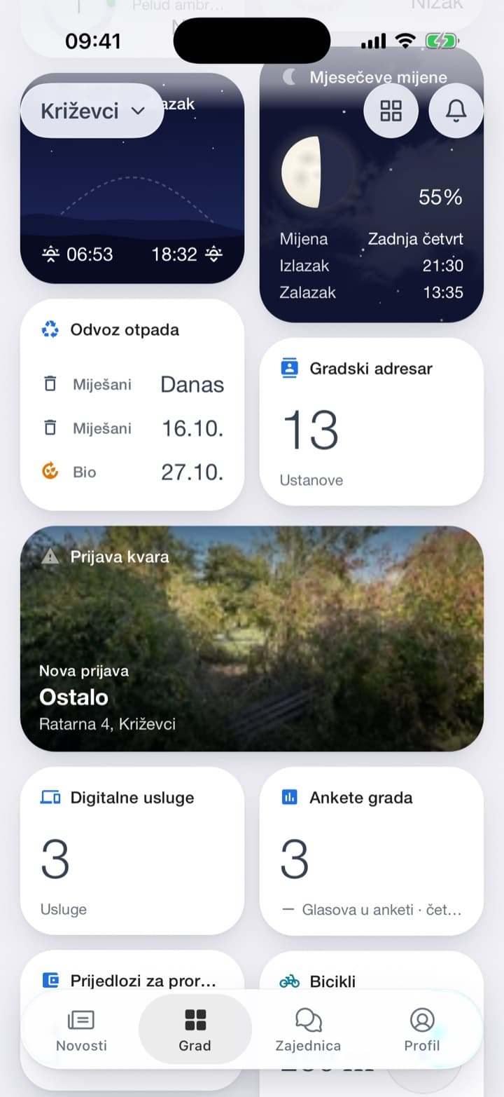 Pločica pokazuje što se sljedeće odvozi iz odabrane ulice. Ulica se odabere jednom, s popisa.